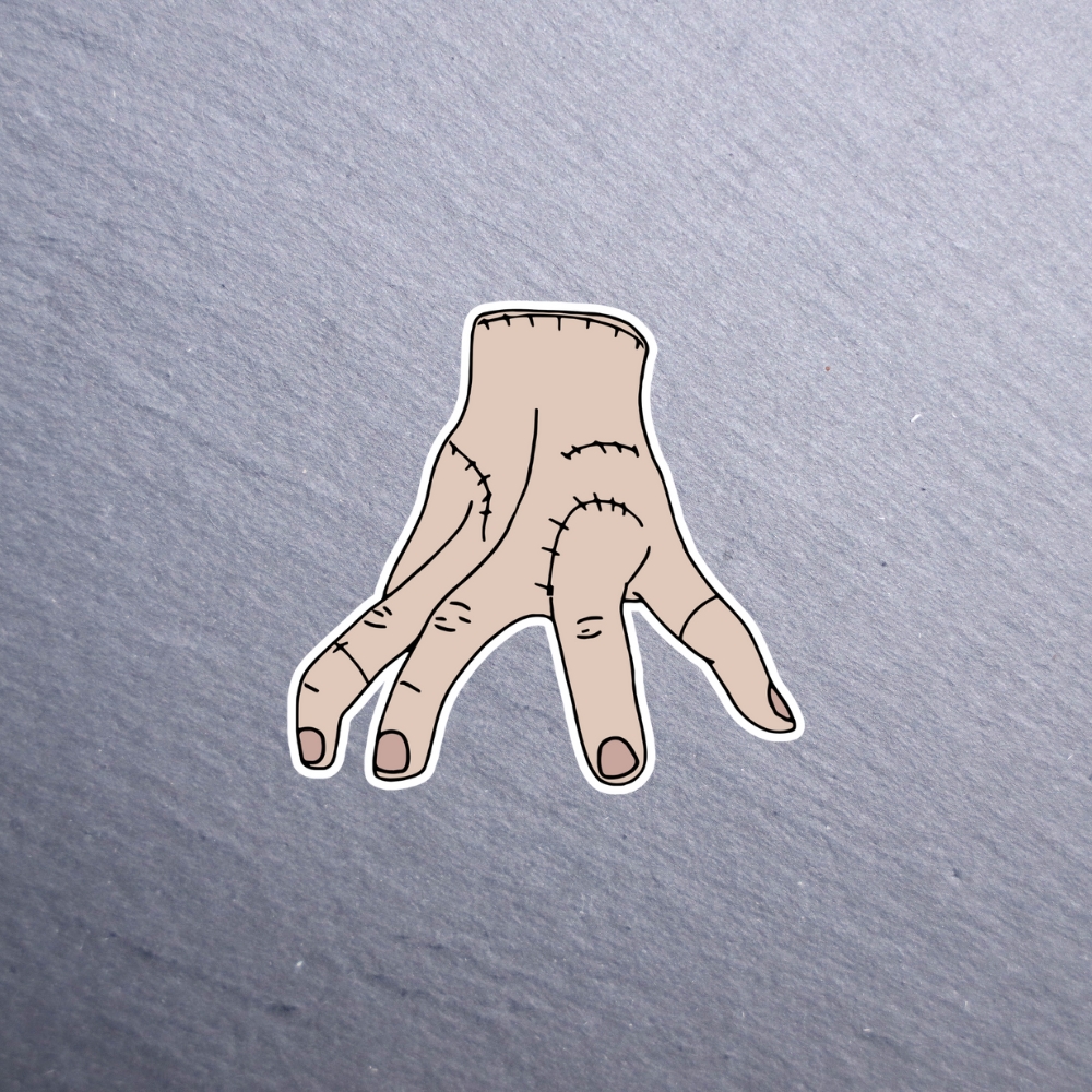 Thing sticker. These stickers are made with printable vinyl with a vinyl top coat that is scratch-resistant and water resistant.