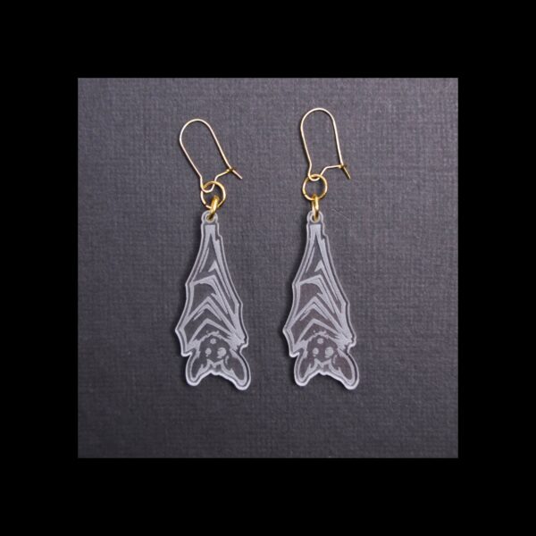 Hanging Bat Clear Acrylic Earrings