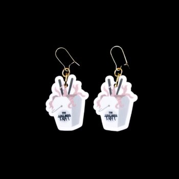 Lost Boys Noodle Earrings. These earrings are made with acrylic and hand heat pressed. Comes with 18k plated gold hooks that is nickel free.