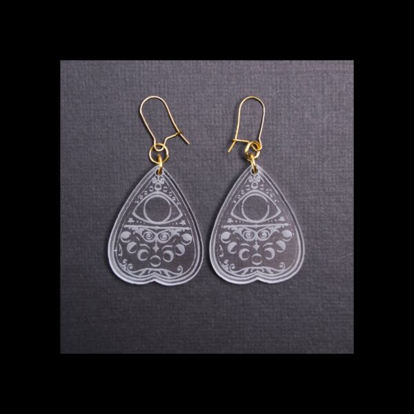 Ouija Planchette Clear Acrylic Earrings