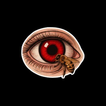 Candy Bee Eye Sticker. These stickers are made with printable vinyl with a vinyl top coat that is scratch-resistant and water resistant. Put one on your phone case, laptop, iPad, hard cooler; the possibilities are endless.