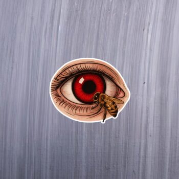 Candy Bee Eye Sticker. These stickers are made with printable vinyl with a vinyl top coat that is scratch-resistant and water resistant. Put one on your phone case, laptop, iPad, hard cooler; the possibilities are endless.