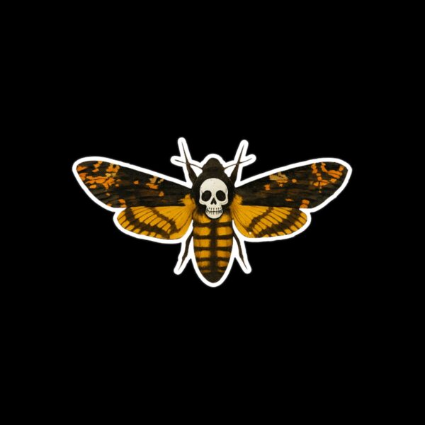 Death Moth Silence Sticker. These stickers are made with printable vinyl with a vinyl top coat that is scratch-resistant and water resistant. Put one on your phone case, laptop, iPad, hard cooler; the possibilities are endless.