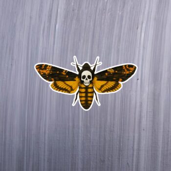 Death Moth Silence Sticker. These stickers are made with printable vinyl with a vinyl top coat that is scratch-resistant and water resistant. Put one on your phone case, laptop, iPad, hard cooler; the possibilities are endless.