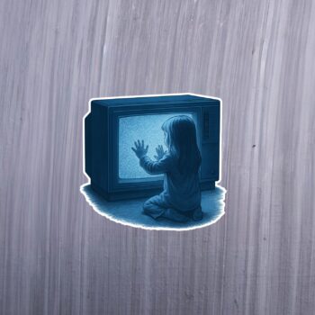 Girl Possessed TV Sticker. These stickers are made with printable vinyl with a vinyl top coat that is scratch-resistant and water resistant. Put one on your phone case, laptop, iPad, hard cooler; the possibilities are endless.