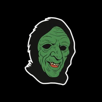 Horror Witch Sticker. These stickers are made with printable vinyl with a vinyl top coat that is scratch-resistant and water resistant. Put one on your phone case, laptop, iPad, hard cooler; the possibilities are endless.