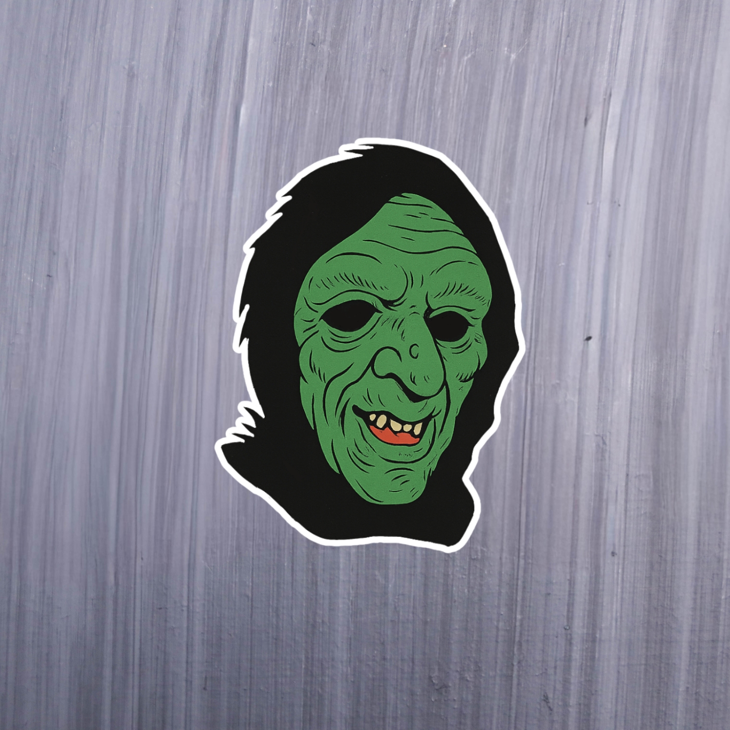 Horror Witch Sticker. These stickers are made with printable vinyl with a vinyl top coat that is scratch-resistant and water resistant. Put one on your phone case, laptop, iPad, hard cooler; the possibilities are endless.