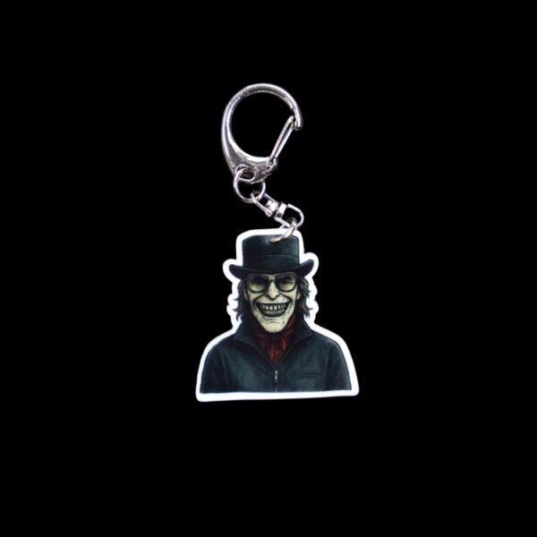 Kidnapper Bag Tag. This bag tag is made with acrylic and heat pressed. Comes with lobster clasp topper that easily hooks to a bag, zippers, and lanyards for fun display and swivels. White backside.