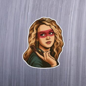 80's Killer Chick Sticker. These stickers are made with printable vinyl with a vinyl top coat that is scratch-resistant and water resistant. Put one on your phone case, laptop, iPad, hard cooler; the possibilities are endless.