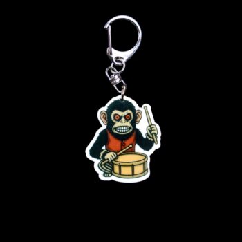 Monkey Bag Tag. This bag tag is made with acrylic and heat pressed. Comes with lobster clasp topper that easily hooks to a bag, zippers, and lanyards for fun display and swivels. White backside.