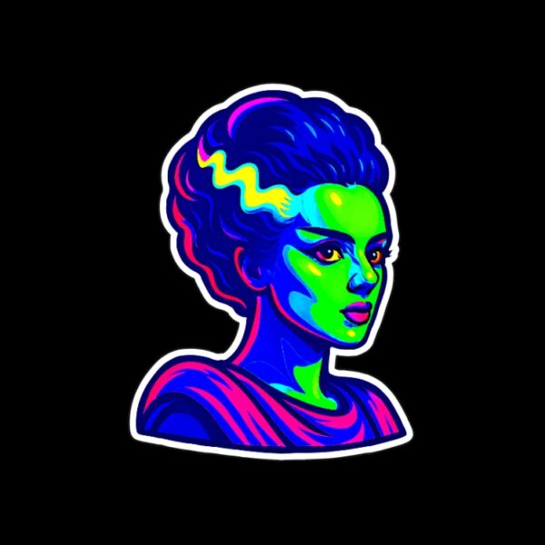 Neon Bride Sticker. These stickers are made with printable vinyl with a vinyl top coat that is scratch-resistant and water resistant. Put one on your phone case, laptop, iPad, hard cooler; the possibilities are endless.