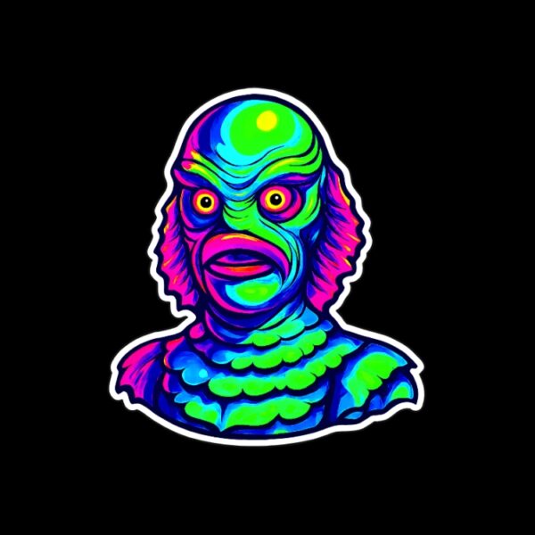 Neon Creature Sticker. These stickers are made with printable vinyl with a vinyl top coat that is scratch-resistant and water resistant. Put one on your phone case, laptop, iPad, hard cooler; the possibilities are endless.