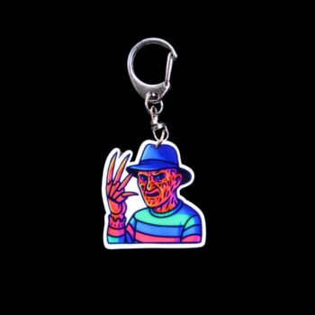 Neon Dream Demon Bag Tags. This bag tag is made with acrylic and heat pressed. Comes with lobster clasp topper that easily hooks to a bag, zippers, and lanyards for fun display and swivels. White backside.