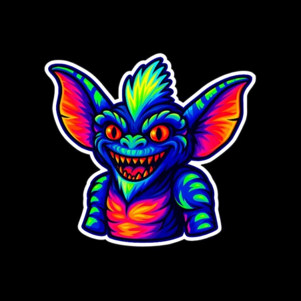Neon Goblin Sticker. These stickers are made with printable vinyl with a vinyl top coat that is scratch-resistant and water resistant. Put one on your phone case, laptop, iPad, hard cooler; the possibilities are endless.