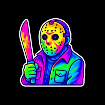 Neon Hockey Face Sticker. These stickers are made with printable vinyl with a vinyl top coat that is scratch-resistant and water resistant. Put one on your phone case, laptop, iPad, hard cooler; the possibilities are endless.