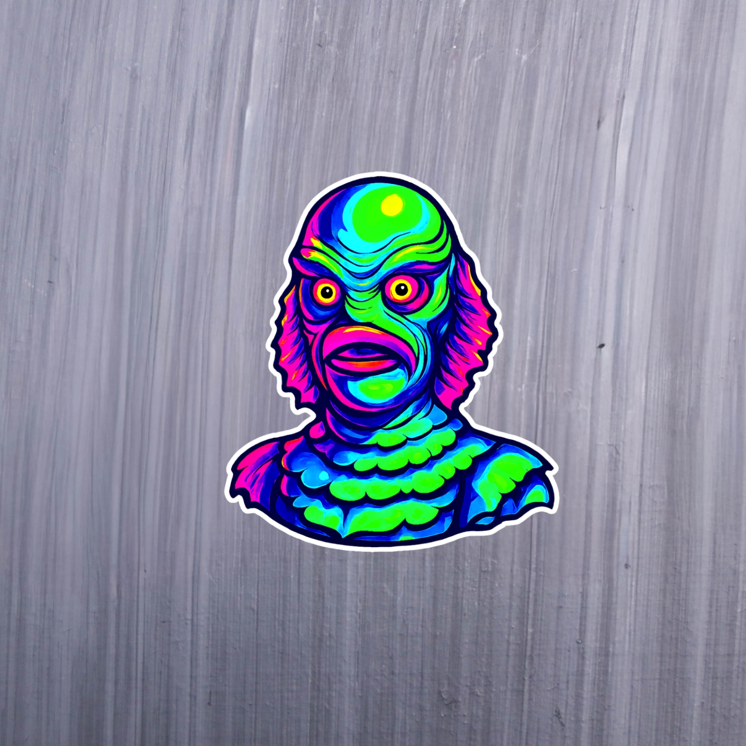 Neon Creature Sticker. These stickers are made with printable vinyl with a vinyl top coat that is scratch-resistant and water resistant. Put one on your phone case, laptop, iPad, hard cooler; the possibilities are endless.