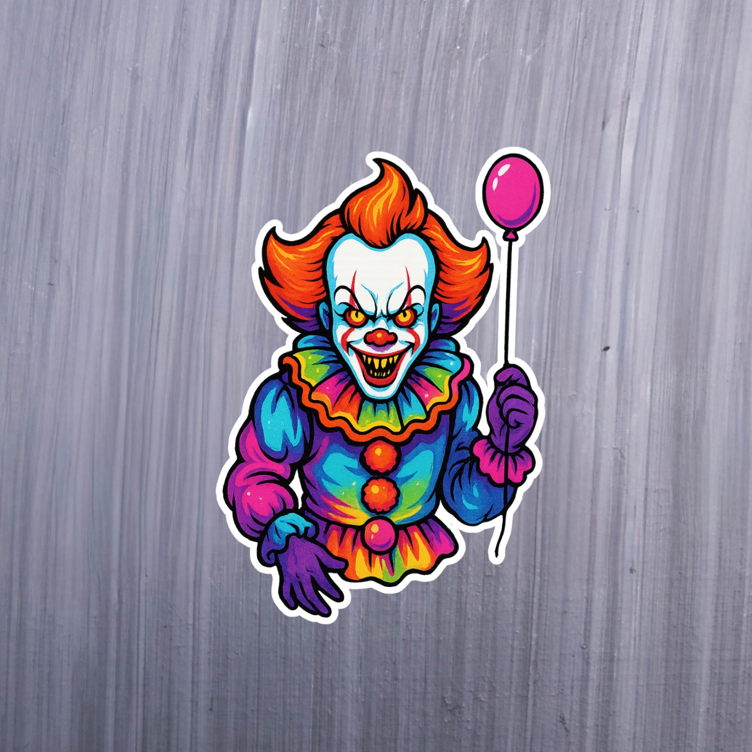 Neon Dancing Clown Sticker. These stickers are made with printable vinyl with a vinyl top coat that is scratch-resistant and water resistant. Put one on your phone case, laptop, iPad, hard cooler; the possibilities are endless.