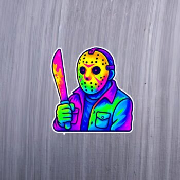 Neon Hockey Face Sticker. These stickers are made with printable vinyl with a vinyl top coat that is scratch-resistant and water resistant. Put one on your phone case, laptop, iPad, hard cooler; the possibilities are endless.