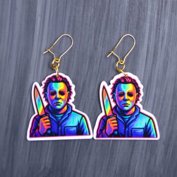 Neon The Shape Earrings. These earrings are made with acrylic and hand heat pressed. Comes with 18k plated gold hooks that is nickel free. Easily put loop through ear and hook back so the earring doesn’t fall out.