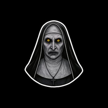 Nun Sticker. These stickers are made with printable vinyl with a vinyl top coat that is scratch-resistant and water resistant. Put one on your phone case, laptop, iPad, hard cooler; the possibilities are endless.