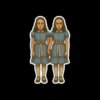 Scary Twins Sticker. These stickers are made with printable vinyl with a vinyl top coat that is scratch-resistant and water resistant. Put one on your phone case, laptop, iPad, hard cooler; the possibilities are endless.