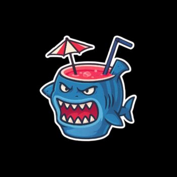 Shark Tiki Drink Sticker. These stickers are made with printable vinyl with a vinyl top coat that is scratch-resistant and water resistant. Put one on your phone case, laptop, iPad, hard cooler; the possibilities are endless.