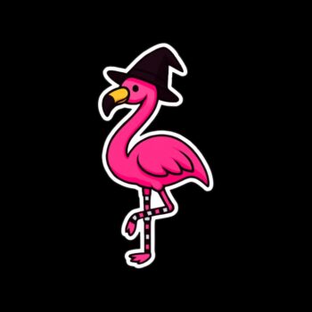 Summerween Flamingo Sticker. These stickers are made with printable vinyl with a vinyl top coat that is scratch-resistant and water resistant. Put one on your phone case, laptop, iPad, hard cooler; the possibilities are endless.
