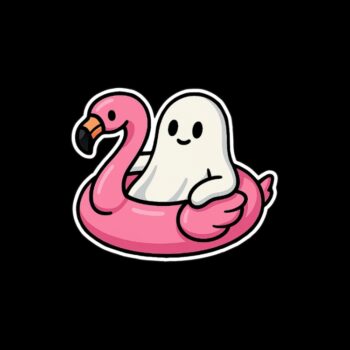 Summerween Ghost Floatie Sticker. These stickers are made with printable vinyl with a vinyl top coat that is scratch-resistant and water resistant. Put one on your phone case, laptop, iPad, hard cooler; the possibilities are endless.