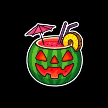 Watermelon Tiki Drink Sticker. These stickers are made with printable vinyl with a vinyl top coat that is scratch-resistant and water resistant. Put one on your phone case, laptop, iPad, hard cooler; the possibilities are endless.