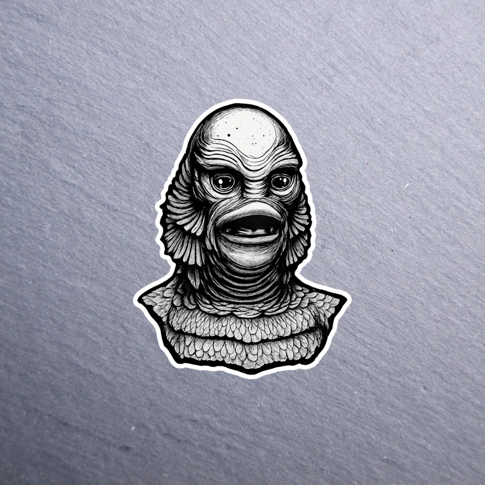 Creature Sticker. These stickers are made with printable vinyl with a vinyl top coat that is scratch-resistant and water resistant.