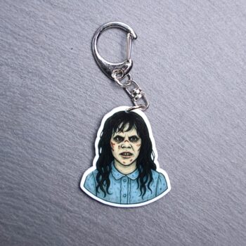 Demon Girl Bag Tag. This bag tag is made with acrylic and heat pressed. Comes with lobster clasp topper that easily hooks to a bag, zippers, and lanyards for fun display and swivels. White backside.