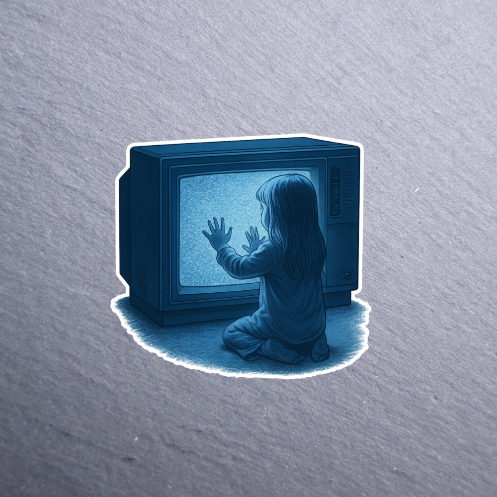 Girl Possessed TV Sticker. These stickers are made with printable vinyl with a vinyl top coat that is scratch-resistant and water resistant.