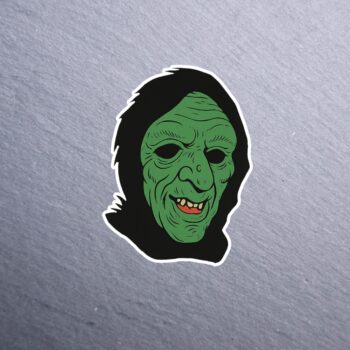 Horror Witch Sticker. These stickers are made with printable vinyl with a vinyl top coat that is scratch-resistant and water resistant.
