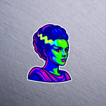 Neon Bride Sticker. These stickers are made with printable vinyl with a vinyl top coat that is scratch-resistant and water resistant.