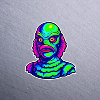 Neon Creature Sticker. These stickers are made with printable vinyl with a vinyl top coat that is scratch-resistant and water resistant.