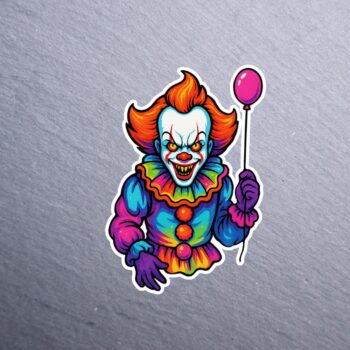 Neon Dancing Clown Sticker. These stickers are made with printable vinyl with a vinyl top coat that is scratch-resistant and water resistant.
