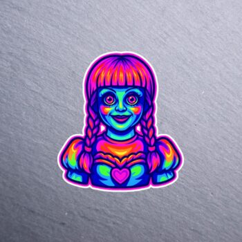 Neon Doll Sticker. These stickers are made with printable vinyl with a vinyl top coat that is scratch-resistant and water resistant.