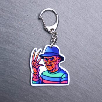 Neon Dream Demon Bag Tags. This bag tag is made with acrylic and heat pressed. Comes with lobster clasp topper that easily hooks to a bag, zippers, and lanyards for fun display and swivels. White backside.