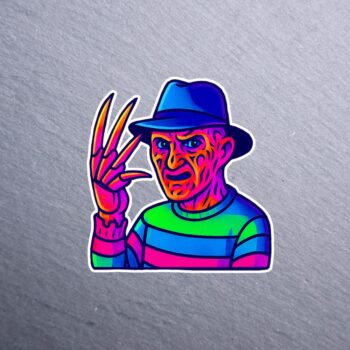 Neon Dream Demon Sticker. These stickers are made with printable vinyl with a vinyl top coat that is scratch-resistant and water resistant.