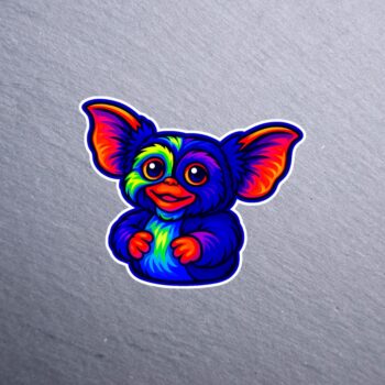 Neon Fuzzy Goblin Sticker. These stickers are made with printable vinyl with a vinyl top coat that is scratch-resistant and water resistant.