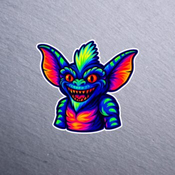 Neon Goblin Sticker. These stickers are made with printable vinyl with a vinyl top coat that is scratch-resistant and water resistant.