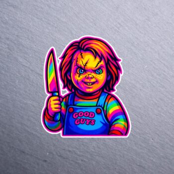 Neon Lakeshore Strangler Sticker. These stickers are made with printable vinyl with a vinyl top coat that is scratch-resistant and water resistant.