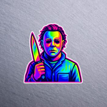 Neon The Shape Sticker. These stickers are made with printable vinyl with a vinyl top coat that is scratch-resistant and water resistant.