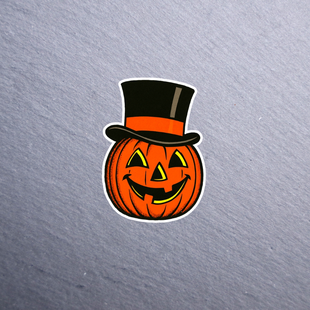 Vintage Pumpkin Sticker. These stickers are made with printable vinyl with a vinyl top coat that is scratch-resistant and water resistant.