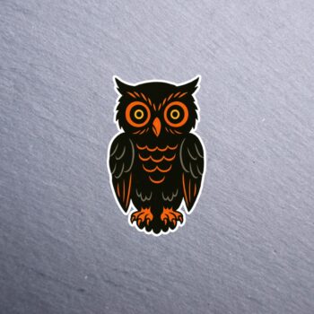 Vintage Owl Sticker. These stickers are made with printable vinyl with a vinyl top coat that is scratch-resistant and water resistant.