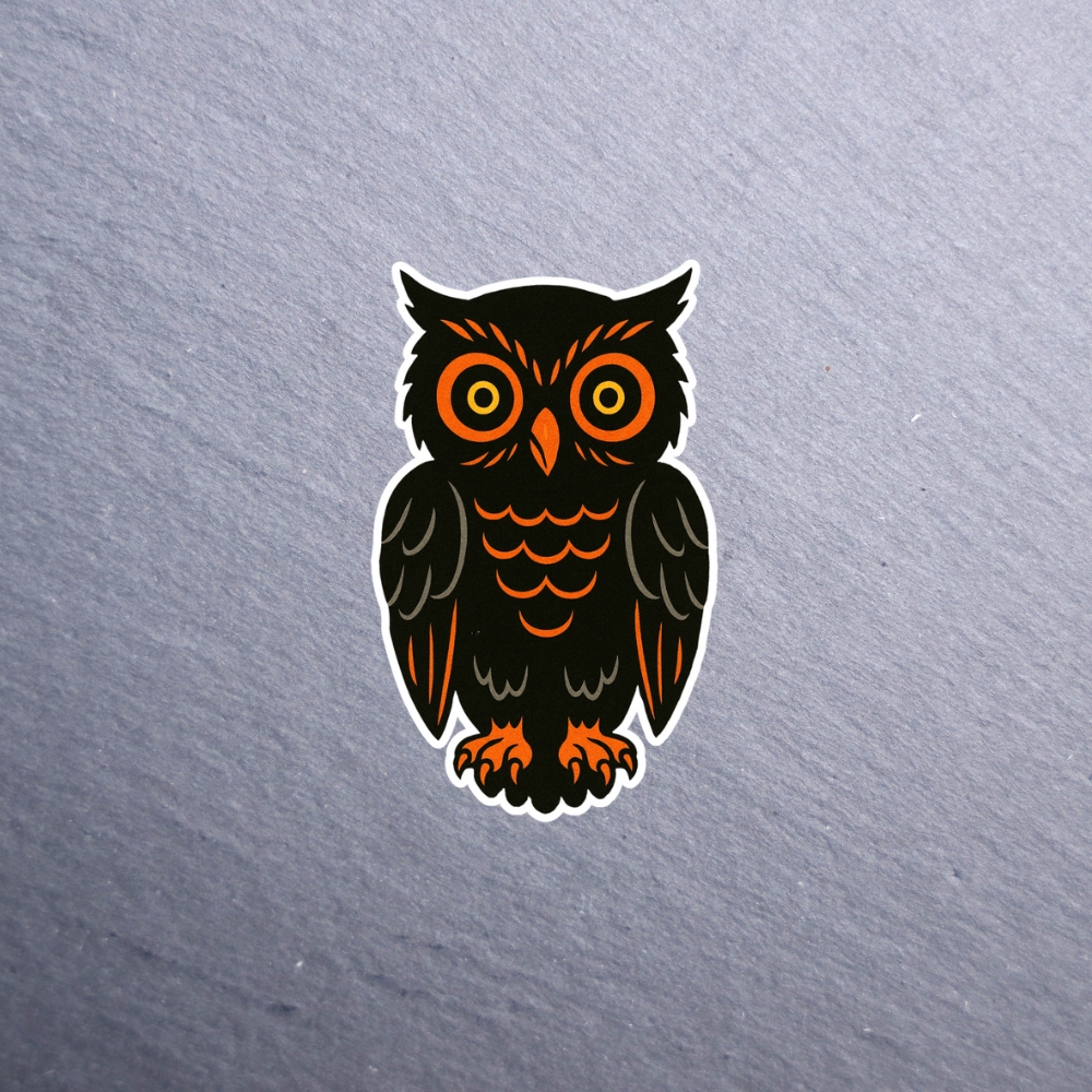 Vintage Owl Sticker. These stickers are made with printable vinyl with a vinyl top coat that is scratch-resistant and water resistant.