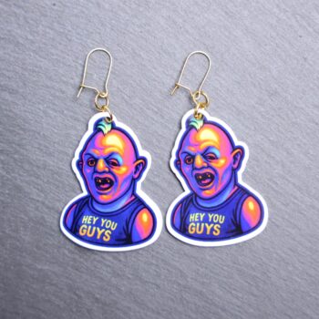 Neon Sloth Earrings. These earrings are made with acrylic and hand heat pressed. Comes with 18k plated gold hooks that is nickel free. Easily put loop through ear and hook back so the earring doesn’t fall out.