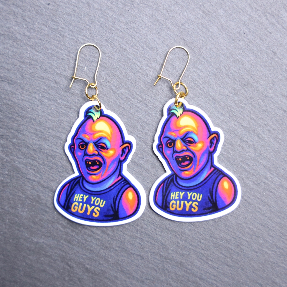 Neon Sloth Earrings. These earrings are made with acrylic and hand heat pressed. Comes with 18k plated gold hooks that is nickel free. Easily put loop through ear and hook back so the earring doesn’t fall out.