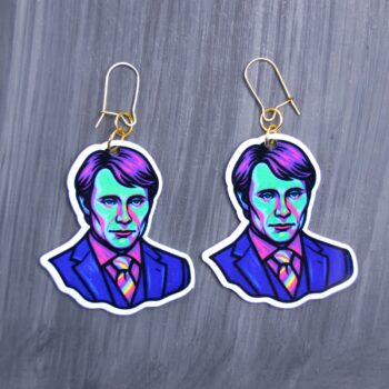 Neon To Eat The Rude Earrings. These earrings are made with acrylic and hand heat pressed. Comes with 18k plated gold hooks that is nickel free. Easily put loop through ear and hook back so the earring doesn’t fall out.