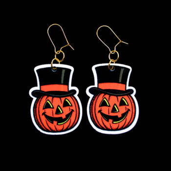 Vintage Pumpkin Earrings. These earrings are made with acrylic and hand heat pressed. Comes with 18k plated gold hooks that is nickel free. Easily put loop through ear and hook back so the earring doesn’t fall out.